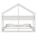 Twin Size Platform Bed With Shared Design, Guardrails, And Built In Shelves - Creamy White by HouseOfZazla