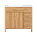 Bathroom Vanity, 2 Soft Close Doors, 3 Soft Close Drawers, Adjustable Shelf - Wood