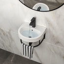 Wall Mounted Bathroom Sink With Towel Bar And Faucet - White / Black by HouseOfZazla