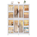 Portable Wardrobe Closet Storage Organizer For Clothes With Magnetic Doors, 12 Cubes & 2 Hanging Rods - White by HouseOfZazla