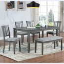 6 Pieces Kitchen Dining Set, Rectangular Wooden Dining Table With 4 Upholstered Chairs And A Bench by Unique Piece Furniture