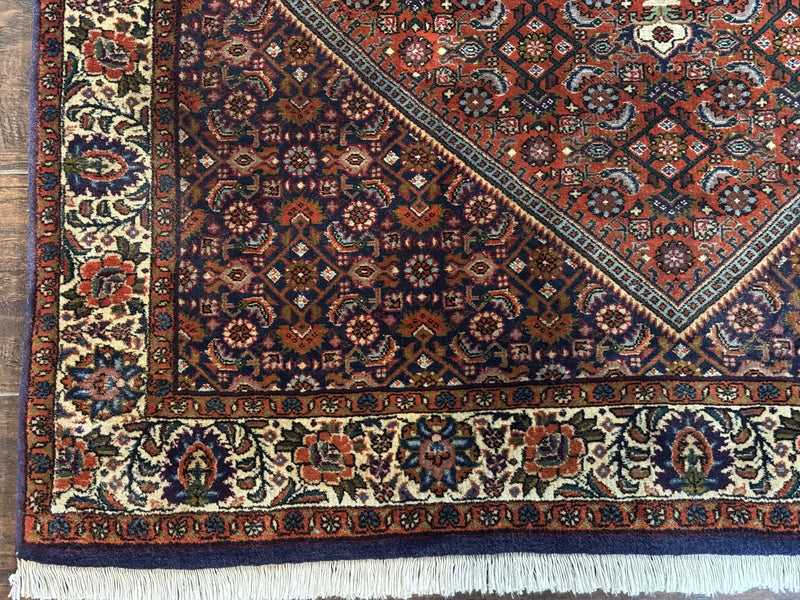 Persian Bidjar Rug 4x5, Fine 290 KPSI, Herati Pattern