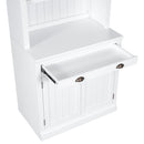 83.4"Tall Bookshelf &Writting Desk Suite,Modern Bookcase Suite with LED Lighting, Drawers,Doors,Study Desk and Open Shelves,2-Piece Set for Living Room,Home Office,Study Room,White