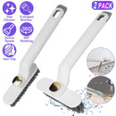 2 Pack Multi-Function Rotating Crevice Cleaning Brush Stiff Bristle Brush Gap Cleaner with 2-In-1 Clip and Spade for Tight Spaces Bathroom Kitchen