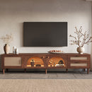TV Stand For TVs Up To 90", Media Console With App Controlled LED Lights, 2 Drawers & Door Storage - Dark Brown