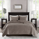 3 Piece Velvet Quilt Set Taupe Full/Queen