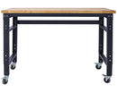 Wide Rolling Workbench For Garage, Adjustable Height, Workshop Tool Bench, Metal With Rubber Wood Top by HouseOfZazla
