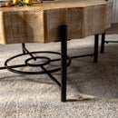 31.5 "Vintage Splicing Lace Shaped Coffee Table with Fir Wood Table Top and Concave Metal Cross Legs (Set of 2)