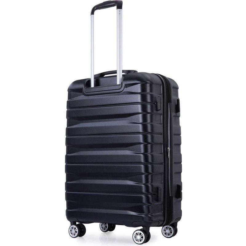 3 Piece Luggage Sets PC Lightweight & Durable Expandable Suitcase with Two Hooks, Double Spinner Wheels, TSA Lock, (21/25/29) Black