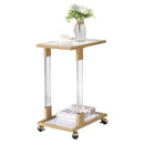 Glass Top C Shape Square Table With Metal Base For Living Room by Unique Piece Furniture