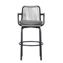 Outdoor Patio Bar Stools 29"H Set of 2, Modern Woven Rattan Rope Bar Height Chair by HouseOfZazla