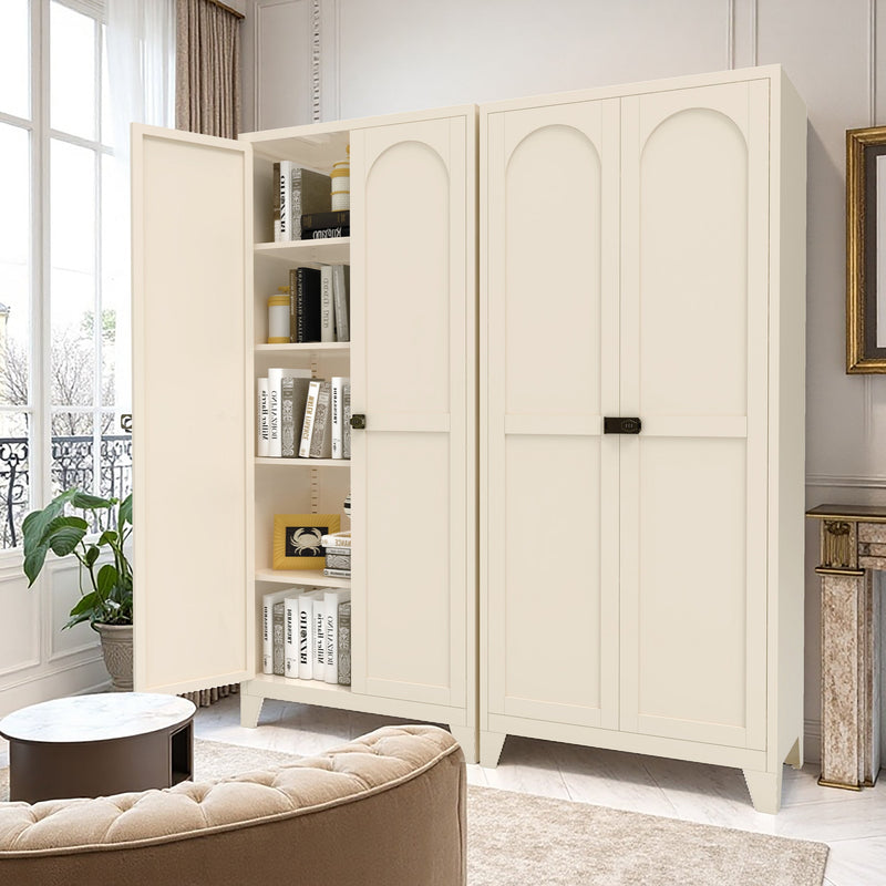 71'' 2 Shapely Door Cabinet With Lock, Metal Storage Cabinet with Doors and Adjustable Shelves, for Kitchen, Bedroom, Living Room(Beige)