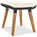 6-Piece Rope Patio Furniture Set, Outdoor Furniture with Acacia Wood Cool Bar Table with Ice Bucket, Deep Seat Patio Conversation Set with Two Stools for Backyard Porch Balcony (Black & Beige)