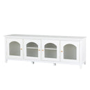 71-inchstylishTVcabinet Entertainment CenterTV stand,TVConsoleTable, Media Console,solidwood frame,Changhong glass door,Metal handle,antique white,canbeplacedin the children's room,bedroom Living Room