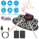 10 Pads Electric Drum Set Foldable 10-Drum SiliconÊDrum Kit Foldable Electronic Drum Pad Machine with Drum Sticks Headphone Jack Speaker Battery Dual-