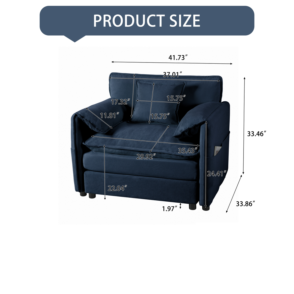41.73" Modern Upholstered Sofa Chair, photo 2 of 10
