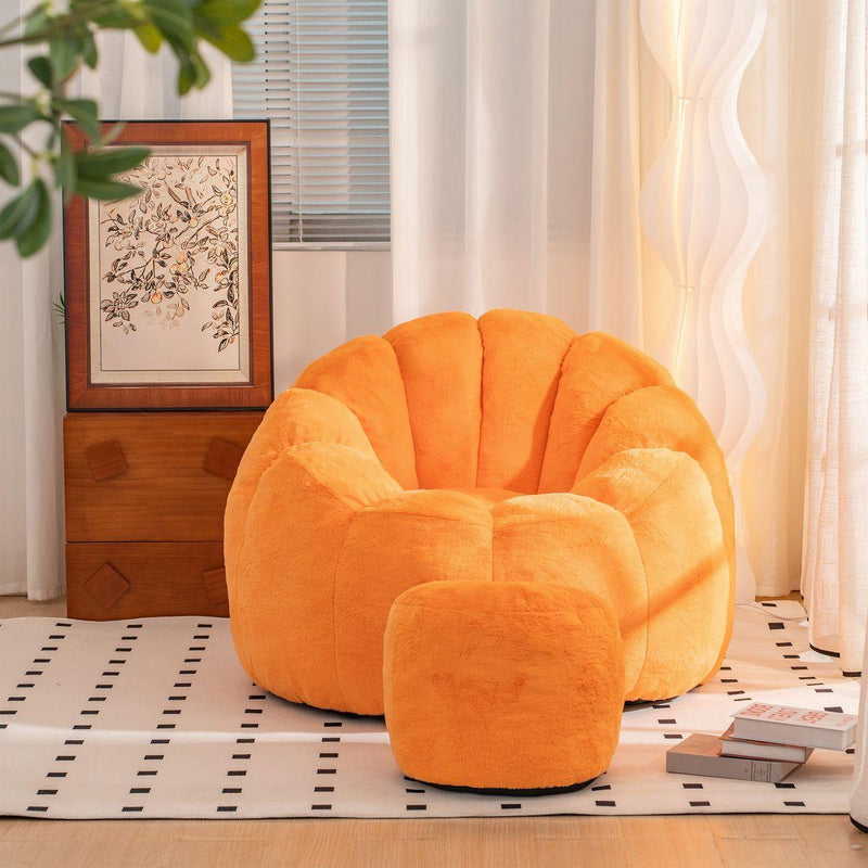 Giant Bean Bag Chair, Oversized Bean Bag Couch for Adults and Kids, Faux Fur Shell-Shaped Large Bean Bag Chair with Filler, Stuffed Big Accent Sofa Chair Floor Sofa for Gaming, Reading