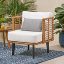 Outdoor Wicker Club Chair with Water Resistant Cushion - Brown by HouseOfZazla