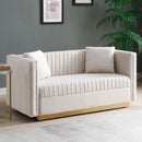 Contemporary Vertical Channel Tufted Sofa Loveseat Modern Upholstered Couch For Living Room With 2 Pillows by HouseOfZazla