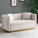 Contemporary Vertical Channel Tufted Sofa Loveseat Modern Upholstered Couch For Living Room With 2 Pillows by HouseOfZazla