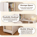 Stretchable Office Desk With Storage Shelves And Mobile Wheels by HouseOfZazla