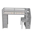 Loft Bed With Storage Drawers, Desk And Stairs With Shelves