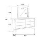 Dresser With Mirror, Angled Legs, Round Knobs - White