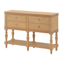Console Table With 4 Soft Close Drawers, Thick Bottom Shelf For Living Room - Natural by HouseOfZazla