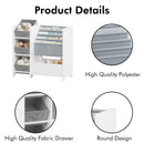 Bookshelf And Toy Storage Organizer, Multifunctional 4 Tier With 3 Collapsible Drawers - White