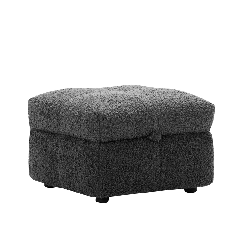 87.7" Sectional Sofa Cozy Teddy Fleece Fabric Sectional Sofa Couch with Two USB Ports a Movable Storage Ottoman and Two Lumbar Pillows for Living Room, Gray