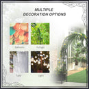 6.7' Steel Garden Arch Arbor with Scrollwork Hearts, Planter Boxes for Climbing Vines, Ceremony, Weddings, Party, Backyard, Lawn, Dark Gray