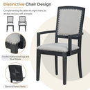 Topmax - Rustic Extendable Dining Table Set With Removable Leaf, 6 Upholstered Armless Dining Chairs And 2 Padded Arm Chairs, 9 Pieces by Unique Piece Furniture