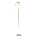Moon Contemporary Floor Lamp in Gold Metal and Frosted Glass