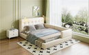 Queen Size Upholstered Platform Bed With 2 Reading Lights - White by HouseOfZazla