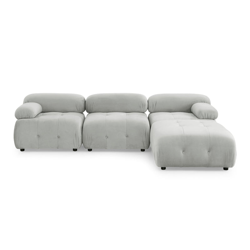 Walker Edison - Modular Sectional Sofa, Button Tufted Designed and DIY Combination,L Shaped Couch with Reversible Ottoman, Grey Velvet