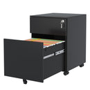 2 Drawer Mobile File Cabinet with Lock Steel File Cabinet for Legal/Letter/A4/F4 Size, Fully Assembled Include Wheels, Home/ Office Design, Black