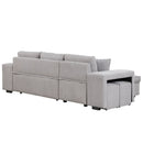 Modern L-Shape 3 Seat Reversible Sectional Couch, Pull Out Sleeper Sofa With Storage Chaise And 2 Stools For Living Room Furniture Set by HouseOfZazla
