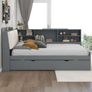 Platform Bed With Trundle, Shelves, And Storage Headboard by Unique Piece Furniture