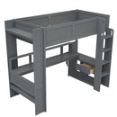 Gaming Loft Bed With Desk, Multi Storage Shelves, LED And Charging Station