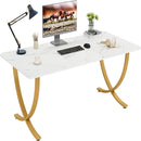 Executive Office Computer Desk For Home Office - White / Gold by HouseOfZazla