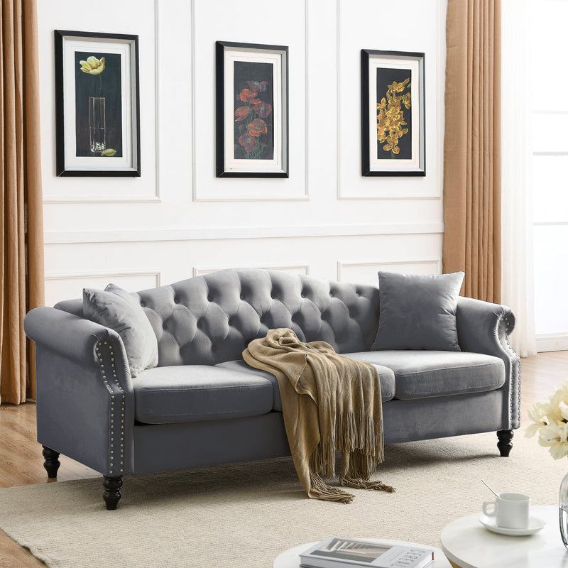 3-seater + 3-seater Combination sofa.Grey Velvet W834S00064