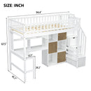 Loft Bed With Built In L Shaped Desk, LED Lights, Storage Shelves, Cabinets, And Staircase by Unique Piece Furniture
