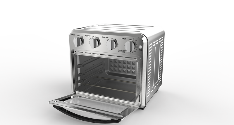 Geek Chef Air Fryer Toaster Oven Combo, 4 Slice Toaster Convection Air Fryer Oven Warm, Broil, Toast, Bake, Air Fry, Oil-Free, Accessories Included, Stainless Steel, Silver (16QT Air Fryer Oven)
