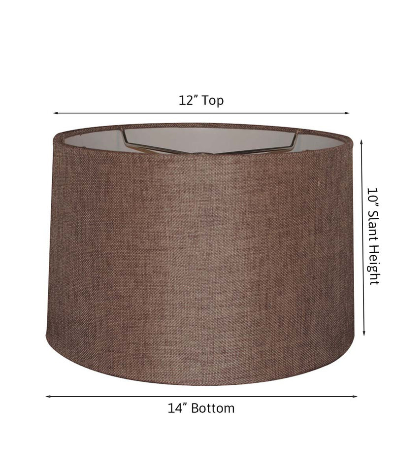 14"W x 10"H Hardback Drum Lamp Shade Chocolate Burlap