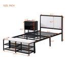 Platform Bed With 2 Tier Storage Shelves, Storage Cabinet by HouseOfZazla