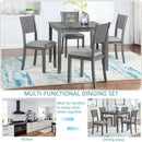 5 Piece Modern Dining Set, Square Wooden Dining Table with 4 Upholstered Chairs for Kitchen, Dining Room, Gray