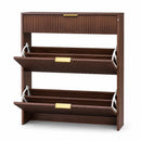 Narrow Fluted Shoe Storage Cabinet for Entryway