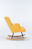 Rocking Chair Nursery, Teddy Upholstered Glider Rocker With High Backrest, Reading Chair Modern Rocking Accent Chairs Glider Recliner For Living Room - Yellow by HouseOfZazla