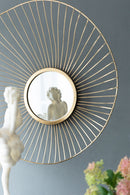 Wall Mirror Abstract Designed Wall Mirrors WithFrame For Home & Office, Top Of Sideboard (Set of 3) - Gold