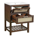 Modern Bathroom Vanity With Integrated Sink, Cabinet With 1 Deep Drawer And 1 Tip-Out Drawer